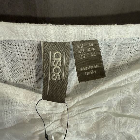 NWT ASOS Peasant Blouse White‎ Cottagecore Coquette Summer Top Women's Size 12 - Picture 4 of 10